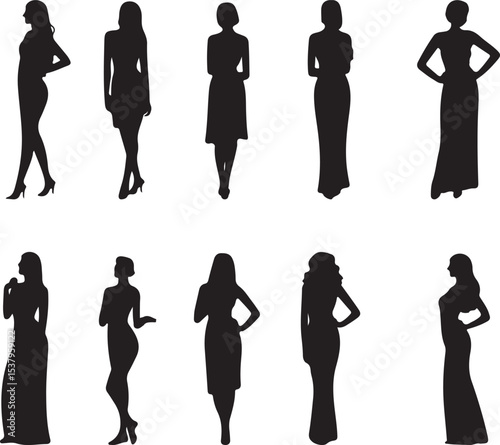  Silhouette of Women in Formal Dresses