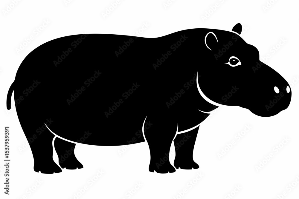 Obraz premium hippopotamus sihouette black vector