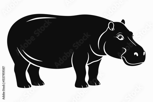 hippopotamus sihouette black vector