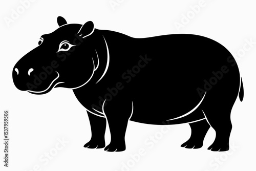 hippopotamus sihouette black vector