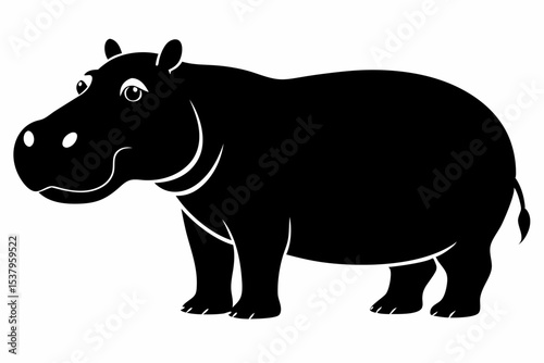 hippopotamus sihouette black vector