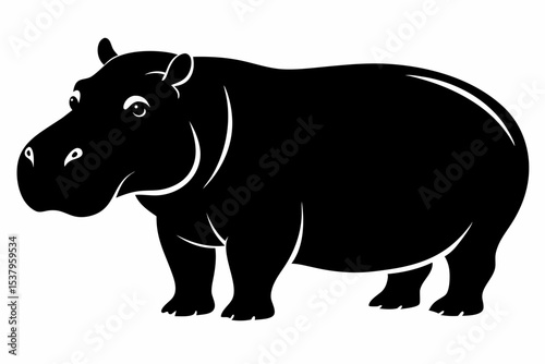 hippopotamus sihouette black vector