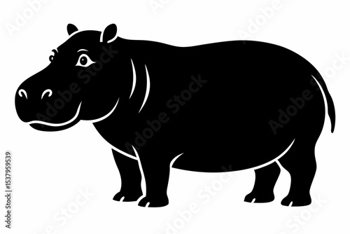 hippopotamus sihouette black vector
