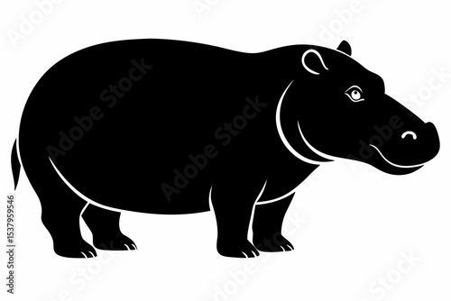 hippopotamus sihouette black vector