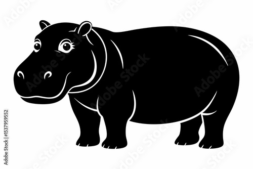 hippopotamus sihouette black vector