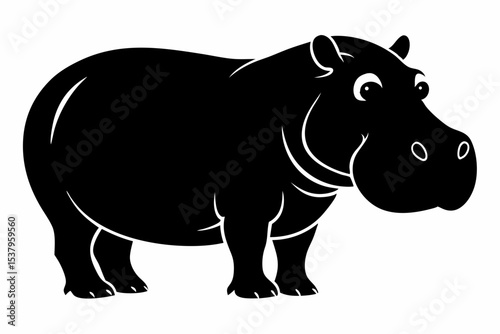 hippopotamus sihouette black vector