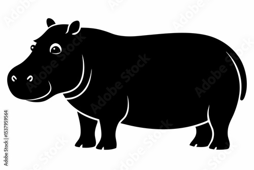 hippopotamus sihouette black vector