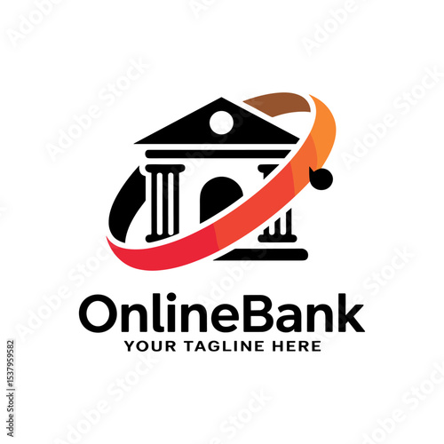 Modern Online Bank Logo Design – Digital Finance Institution Vector Icon