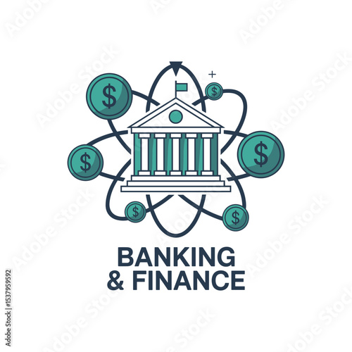 Modern Banking and Finance Logo Design with Dollar Icons on White Background