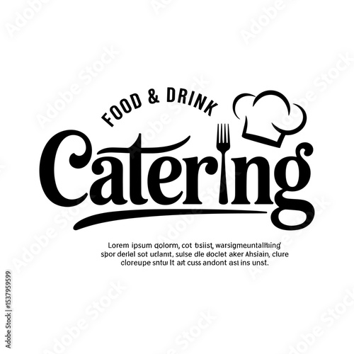 Modern Catering Logo Design with Chef Hat and Fork for Food and Drink Service Branding
