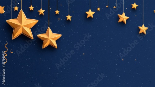 Vibrant blue background featuring a scatter of gold stars, creating a whimsical and dreamy nighttime atmosphere