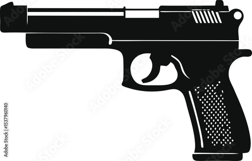 Sleek Handgun Illustration A Powerful Symbol of Protection and Authority with a Textured Grip for Secure Handling