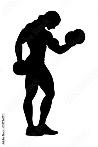 Silhouette of a woman lifting dumbbells