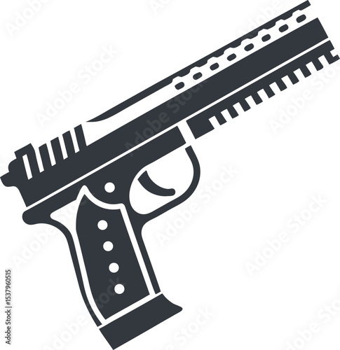 Sleek and Detailed Handgun Silhouette A Powerful Symbol of Firearms and Modern Weaponry Design Aesthetic