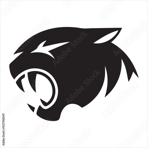 Sabertooth Tiger Head Silhouette Vector Black and White