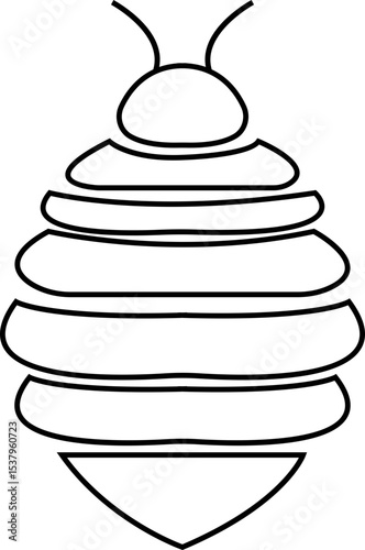 Bee icon black outline design. Flying insect with striped body and wings vector illustration. Honeybee symbol for pollination and wildlife representation. Nature, apiary and environmental pictogram.
