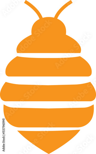 Bee icon in yellow flat design. Flying insect with striped body and wings vector illustration. Honeybee symbol for pollination and wildlife representation. Nature, apiary and environmental pictogram.