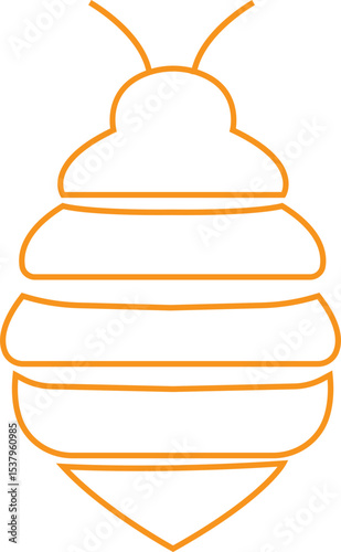 Bee icon yellow outline design. Flying insect with striped body and wings vector illustration. Honeybee symbol for pollination and wildlife representation. Nature, apiary and environmental pictogram.