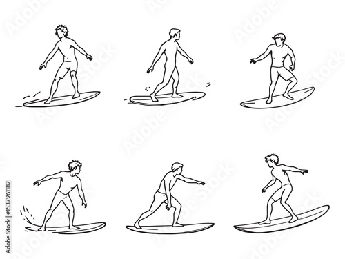 Simple Surfer Outline Icons