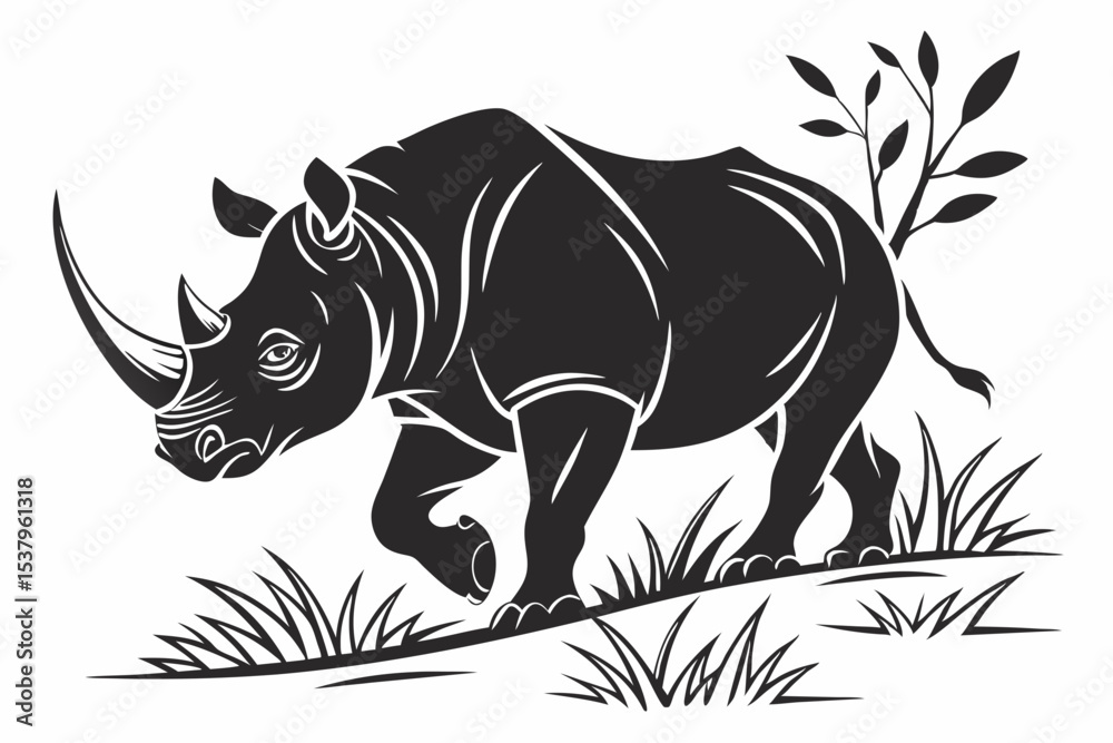 Fototapeta premium rhinoceros sihouette black vector