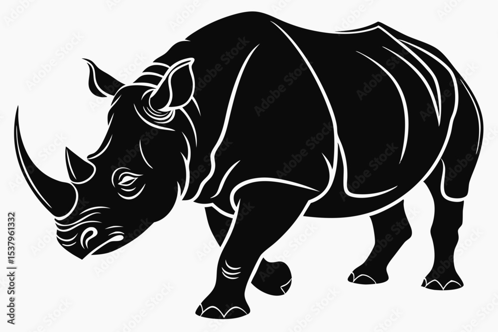 Obraz premium rhinoceros sihouette black vector