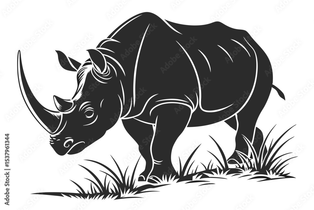 Fototapeta premium rhinoceros sihouette black vector