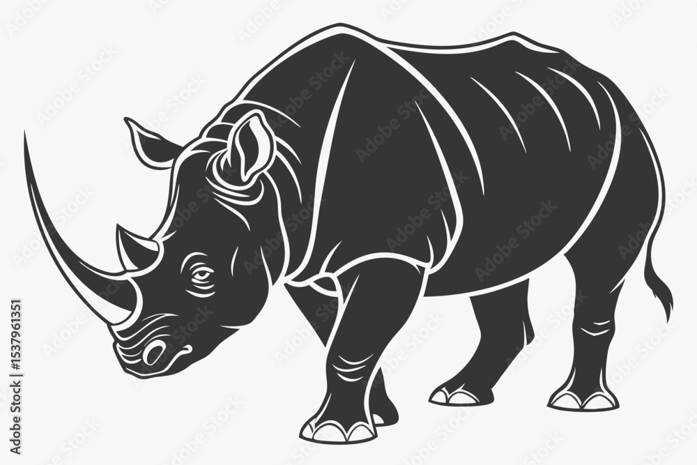 Fototapeta premium rhinoceros sihouette black vector