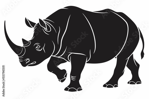 rhinoceros sihouette black vector