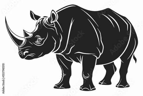 rhinoceros sihouette black vector