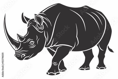 rhinoceros sihouette black vector