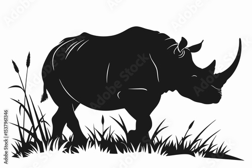 rhinoceros sihouette black vector