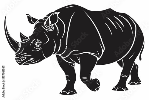 rhinoceros sihouette black vector