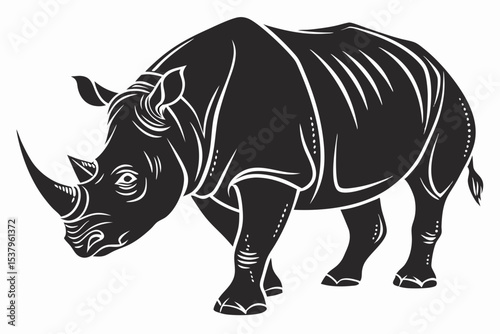 rhinoceros sihouette black vector