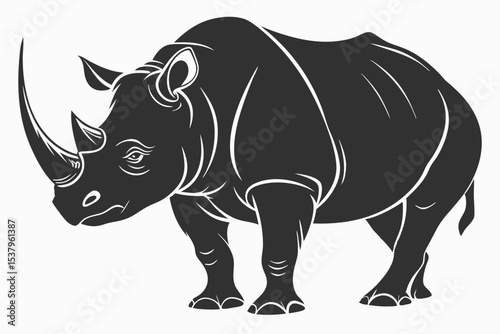 rhinoceros sihouette black vector