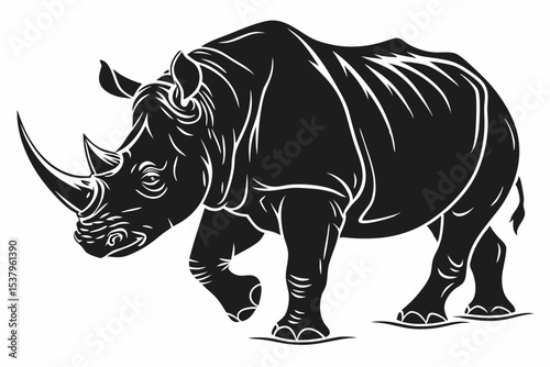 rhinoceros sihouette black vector
