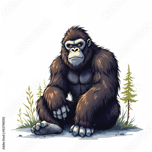 Bigfoot Sasquatch cartoon vector illustration isolated