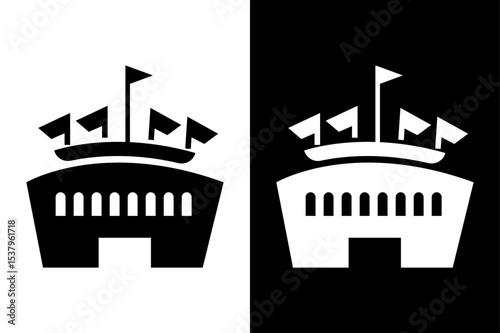 Large Sports Stadium vector icon.