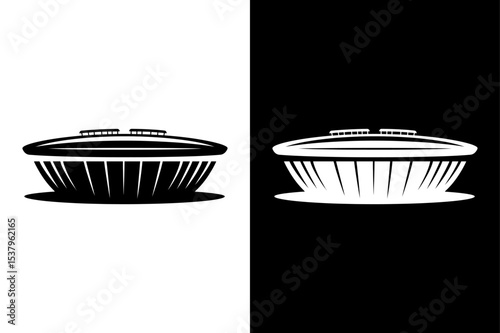 Sports Arena PNG Black and White Silhouette.