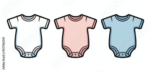 Three Baby Bodysuits in Pink White and Blue