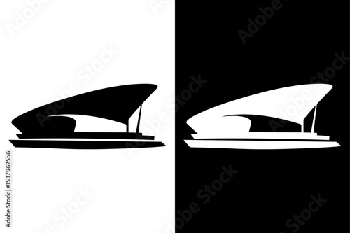 Architectural Stadium Shape — Black and White Background.