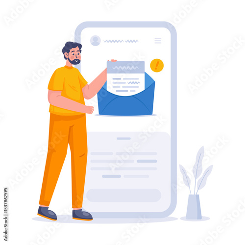 A man gets inbox email vector illustration