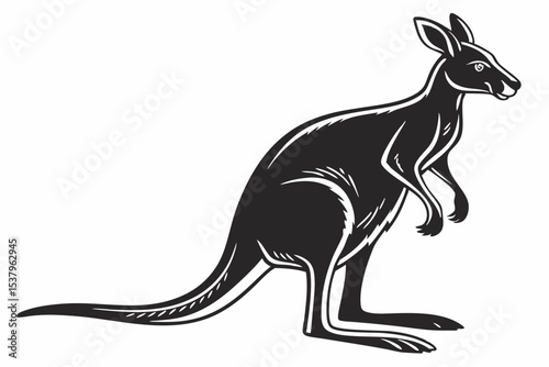 kangaroo sihouette black vector