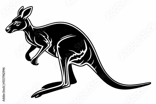 kangaroo sihouette black vector