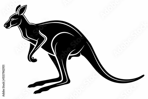 kangaroo sihouette black vector