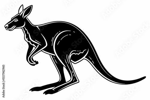 kangaroo sihouette black vector