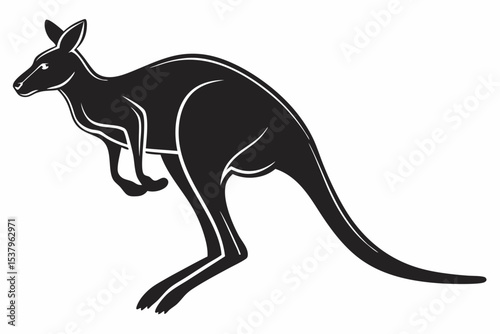 kangaroo sihouette black vector