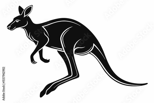 kangaroo sihouette black vector