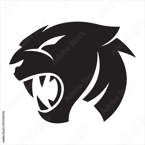Sabertooth Tiger Head Silhouette Vector Black and White