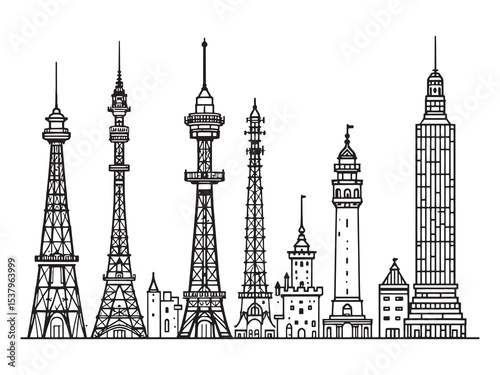 Minimalist Tower Illustrations