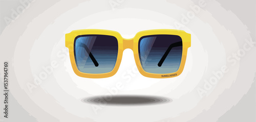 Stylish Yellow Square Sunglasses with Blue Gradient Lenses